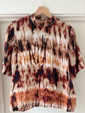 NANUSHKA Kaden Brown rust/orange beige Mock neck Top in ombré & tiedye